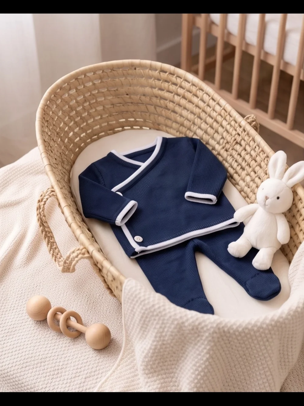 Edgehill Collection Navy and White Knit Baby Matching Set